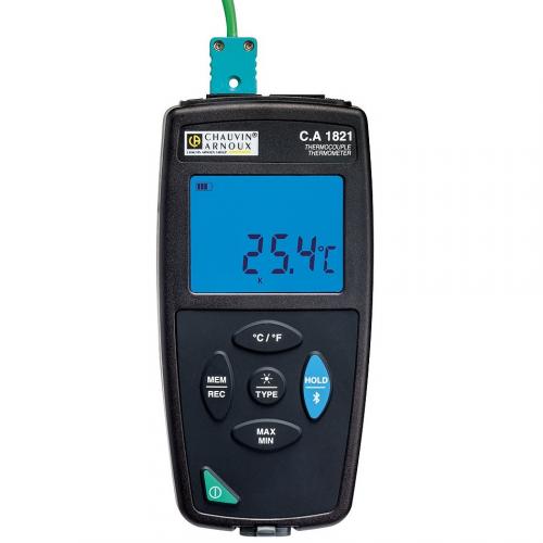 CA1821, регистратор температуры, подсветка; диапазон -250÷1767°C, 1 вход, USB, BlueTooth, IP54